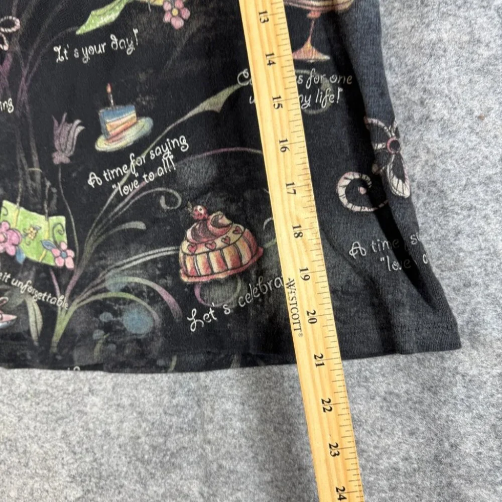 Cactus Y2K Small Celebrate Graphic Tee Black Art Print Long Sleeve Top Festival - Picture 10 of 13